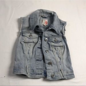 Guess distressed denim crop vest size XS